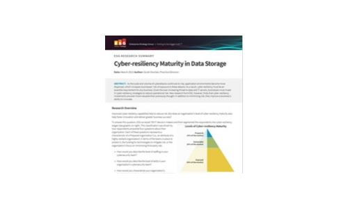 Cyber-resiliency Maturity in Data Storage