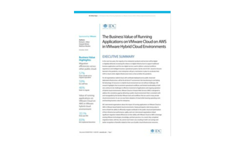 IDC: The Business Value of Running Applications on VMware Cloud on AWS in Hybrid Cloud Environments